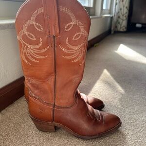Frye Brown Leather Western Heeled Boots